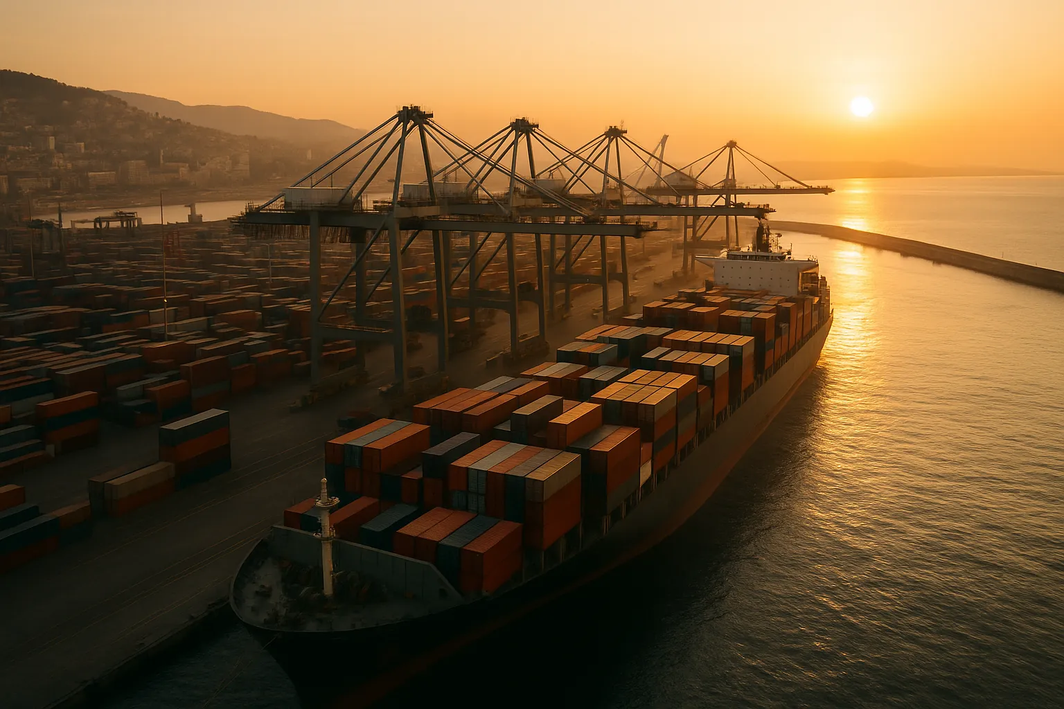 Port d'Alger — flux d'exportation depuis l'Algérie vers l'Europe et l'Afrique