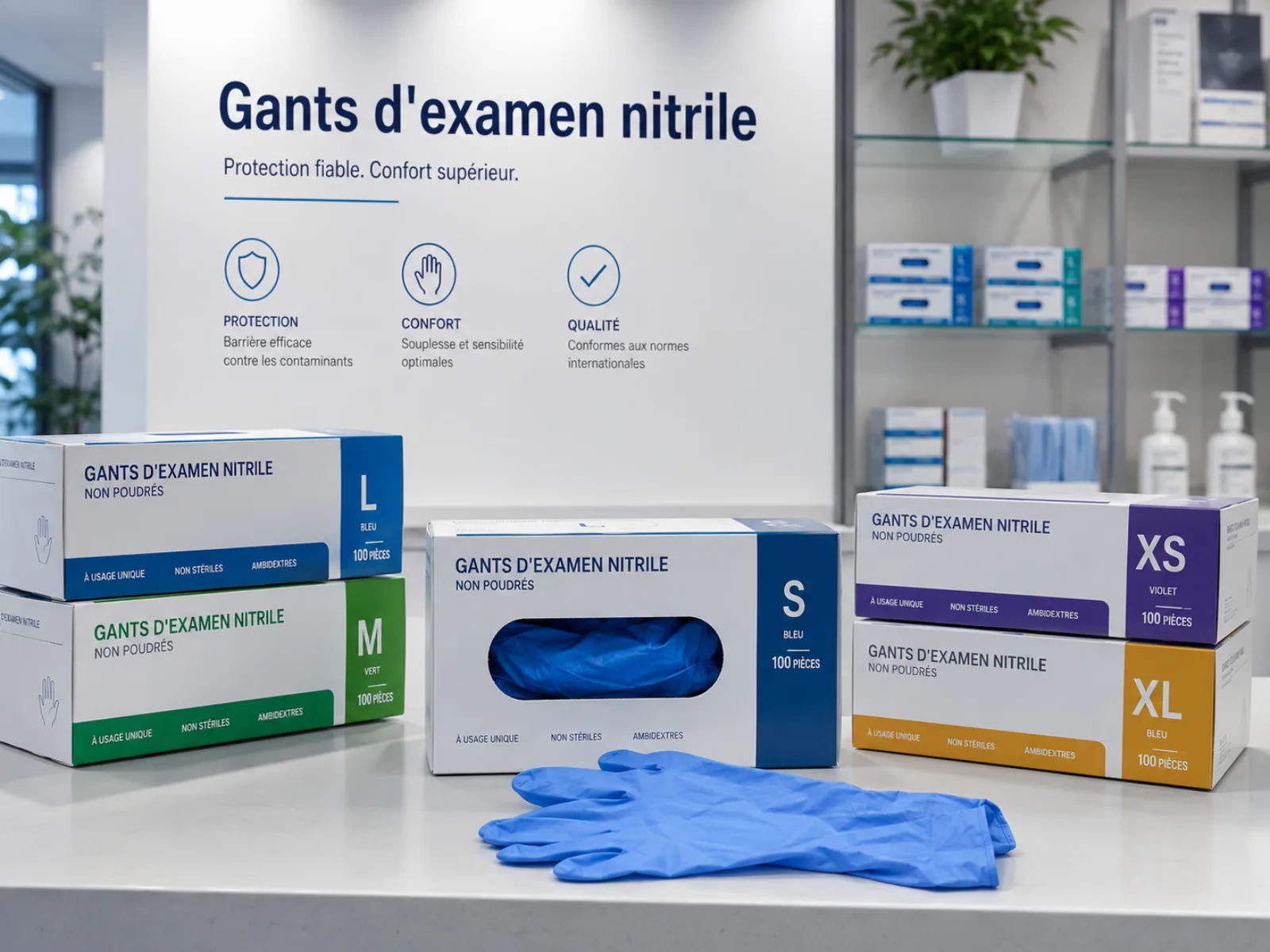 Gants d'examen nitrile